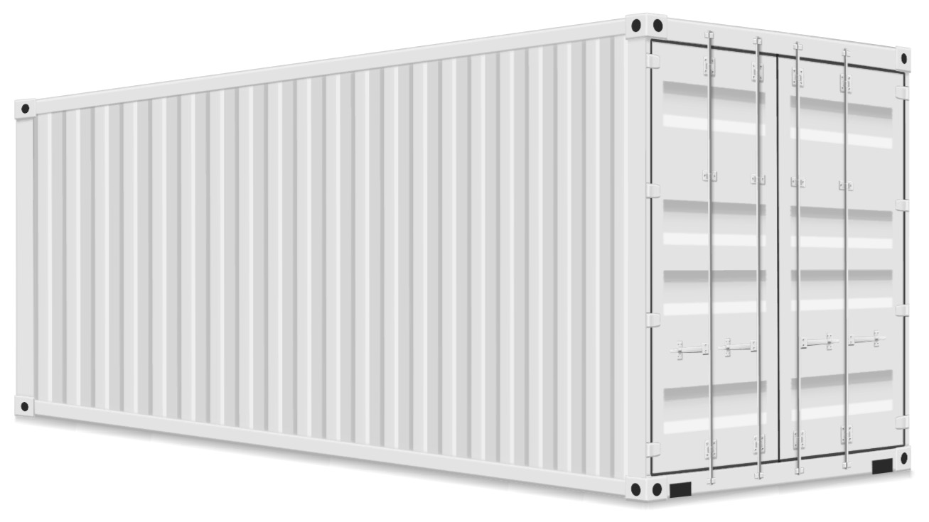 Bales stored in a shipping container